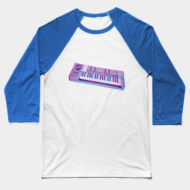 Moog Source 8 bit 3D Synth Design Baseball T-Shirt by DankFutura